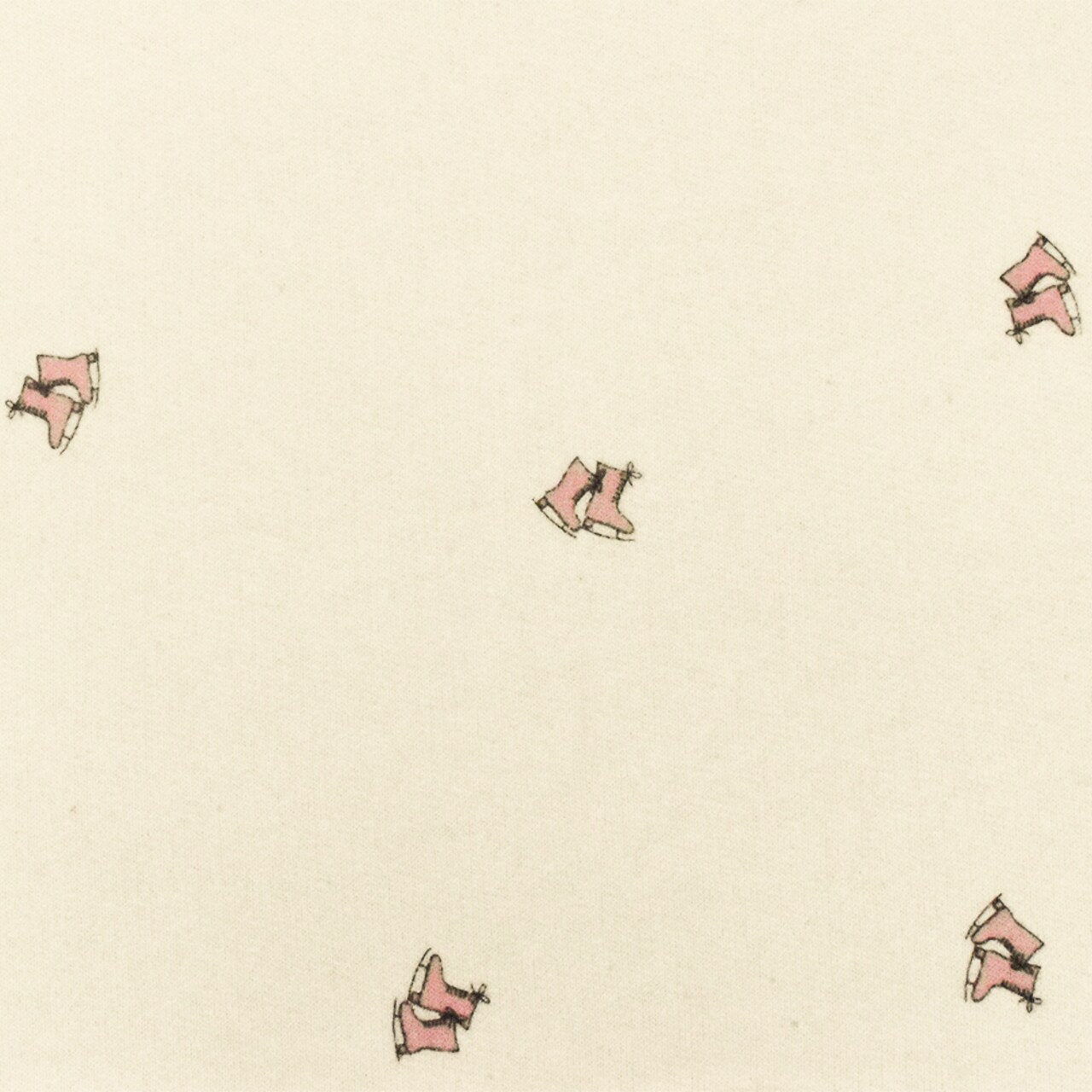 Ivory-Pink-Black Skates Printed Cotton French Terry Knit Fabric By the Yard